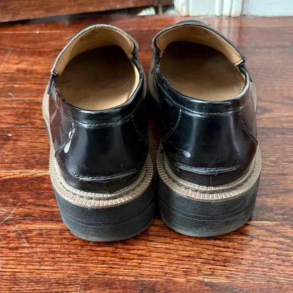 Sam Edelman Black Leather Loafers with Gold Bit Hardware - Picture 3 of 4